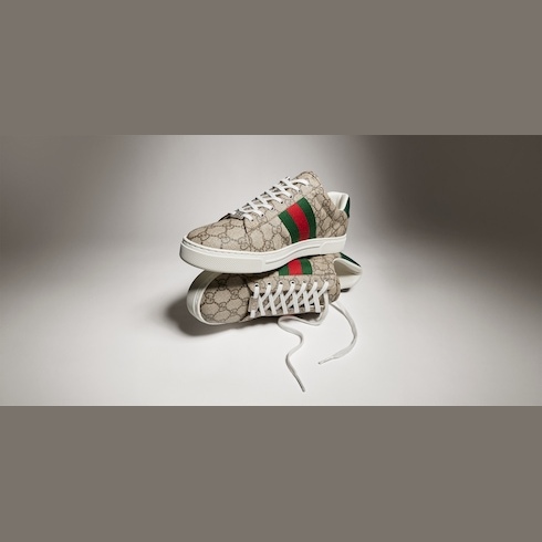 Gucci Ace Sneaker with Web - Beige/Ebony GG Supreme - Obrázek 2